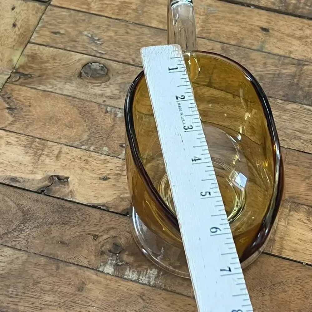 Vintage Williams Sonoma Amber Citrine Clear Glass Footed Gravy Sauce Hand Blown